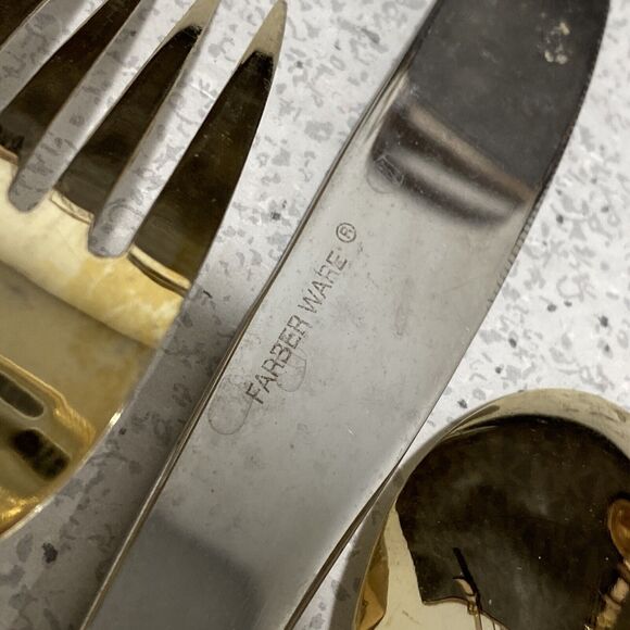 Vintage 90's Farberware Flatware Set "Nicole" Gold Plated 55 pcs service for 10 - Picture 7 of 9